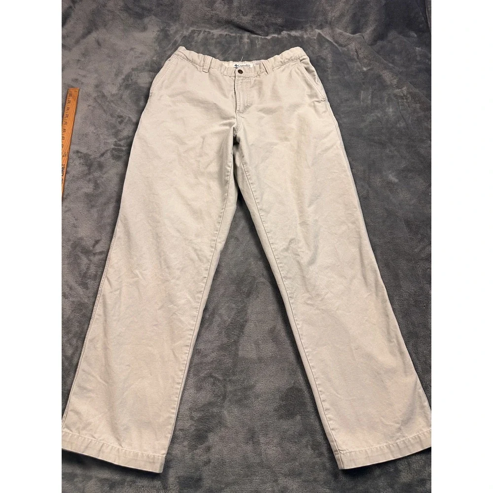 Columbia Utility Pants Mens 34x32 Khaki‎ Canvas Carpenter Outdoor AM8142
